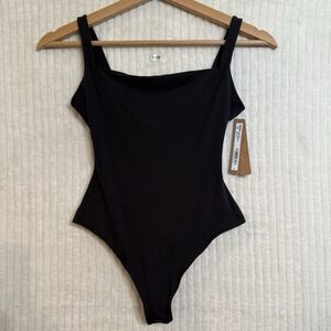 SKIMS sold n/a Everybody Square Neck Thong Bodysuit Onyx